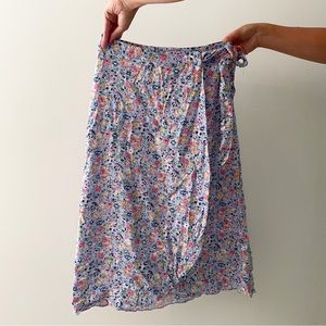 Lavender Floral Midi Wrap Skirt